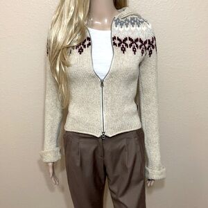 🌱 Vintage Cropped Lambs Wool Knit Hoodie